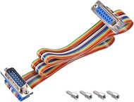 uxcell IDC Rainbow Wire Flat Ribbon Cable DB15 Male to DB15 Female Connector 2.54mm Pitch 19.7inch L