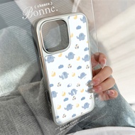 case for iphone X xsmax 11 12 13 14 15 16 Pro Max Plus Series Blue elephant pattern transparent tpu 