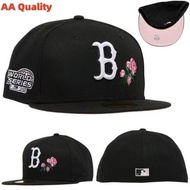 AA Quality New Era Boston Red Sox 59FIFTY Black Baseball Cap, Fitted Cap with Rose Embroidery, Sun P