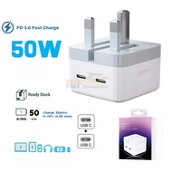 50W/40W/20W USB C Fast Charger Dual Type C Charge PD Power Adapter Travel 1M/2M Cable USB-C Quick Ch