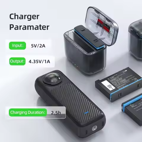 97QA Pocket Size Double Battery Charging Box With Magnetic Lid And Card Holder Case For 360 X4 Camer