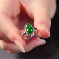 冰種老坑綠翡翠葫蘆戒指 18K金鑽石鑲嵌 | 天然翡 翠A貨 | 送禮