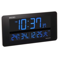 Seiko clock, tabletop clock, alarm clock, radio-controlled, digital, AC power supply, 3-mode display switching, temperature and humidity display, white, body size: 12.6×23×2.3cm DL216W