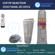 Cup PP Injection 700ml 22oz 25pcs | Gelas Plastik Bobba |Cheese Tea 22oz