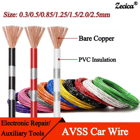 2/5/50m AVSS Car Wire 0.3/0.5/0.85/1.25/1.5/2.0/2.5mm PVC Insulated For Modified Speaker Audio Power