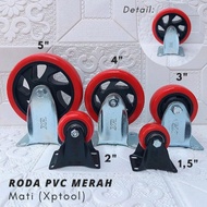 MERAH RED PVC TROLLEY WHEELS 3" 3 INCH 75 MM HEAVY DUTY LIVE BRAKES