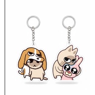 Beagle Dog and Siamese Cat Keychain