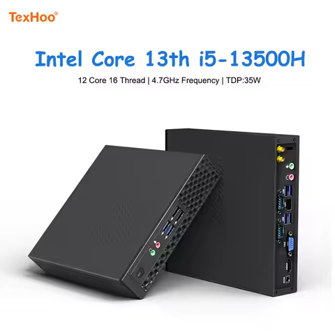 TexHoo Mini PC Gaming Computer Intel Core 13th i5 13500H 12450H AMD R7 5800H 6600H ITX Windows 11 Pr