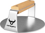 Smash Burger Press 5.5 "stainless STEEL Patty MAKER-Non-Stick smasher for Griddle Cooking-wood Handl