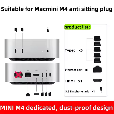 Suitable for Apple M4/M4 Pro Mac Mini Dust Plug 2024 Mini Host Plug Accessories Headphone Jack Cover