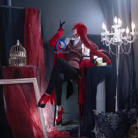 Hot Black Butler Cosplay Costume Anime Grell Sutcliff Role Playing Red Uniform Outfit Men Comic Con 