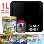 HE 9103 BLACK ( 1L ) EPOXY PAINT ( HEAVY DUTY BRAND ) CAT EPOXY LANTAI / Heavy Duty Protection / CERAMIC TILE CEMEN