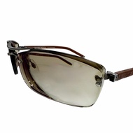成色極佳 ▼ CHROME HEARTS AMPED 皮革 925 雙梁漸變鏡片眼鏡太陽眼鏡 槍灰色ブラウン鏡片：ブラウン近視鏡 配有眼鏡盒 法國製造 男士