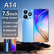 【Free Gift + Cod】Original Smartphone A14 7.5inch HD Screen 16GB+512GB Android 14 Bluetooth Wifi6800 