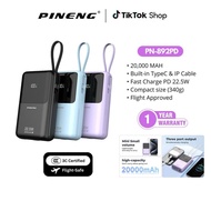 [3C Certified] Pineng PN-892PD 20000mAh Fast Charging 22.5W with Build-in Cable Type-C & IP Power Ba