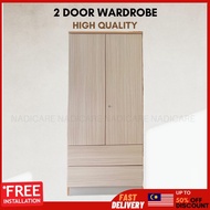 2 DOOR WARDROBE QUALITY ALMARI BAJU 2 PINTU CUSTOM MADE WOODEN WARDROBE ALMARI KAYU [New Arrival]