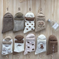 Socks Female 1 Pair Brown Series Bear Sock Crew Socks Women Socks Men Stoking Stokin Muslimah