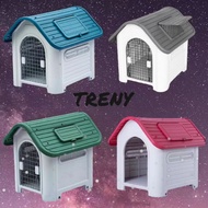 TRENY Outdoor Dog House Blue Safe Plastic Raised Floor Dogs House Outdoor Kennel Waterproof Pet Durable Puppy Shelters