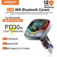 DOSEN Quick Charge 3.0 Car Charger with FM Transmitter Bluetooth 5.0 Handsfree FM Modulator