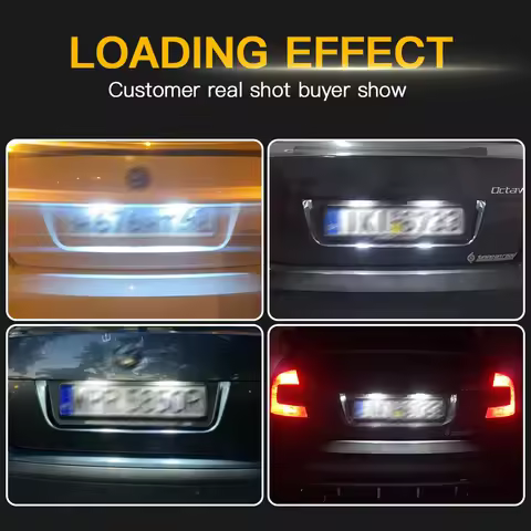 2PCS For Skoda Octavia 2 Facelift 2009 2010 2011 2012 Roomster 5J 2006-2010 LED Number License Plate