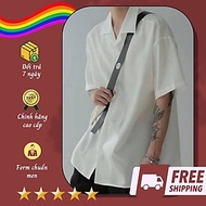 Áo Sơ Mi Trơn thun Cổ Vest Tay Ngắn Nam Cho Tomboy Trắng Đen Form Rộng Bigsize 100kg Unisex Cao Cấp 
