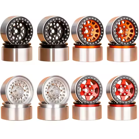 4pcs 1.9 Inch Metal Alloy Beadlock Wheel Rim RC Model Car Tire 1/10 Track Car Upgrade for For TRX4 S