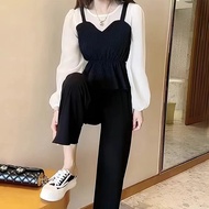 New Fake Two-Piece Long-Sleeve Shirt for Two-Piece Pants Women