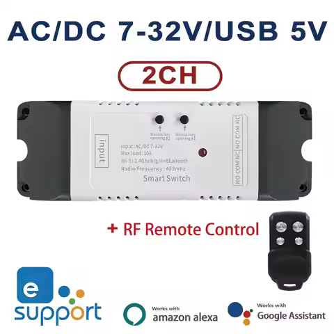 USB 5V DC7-32V eWeLink Smart Wifi Switch Universal Relay Module 2CH Wireless Switch Timer Phone Remo