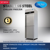 SNOW STAINLESS STEEL UPRIGHT 2 DOOR CHILLER/ FREEZER 420L (1 year Warranty) / SS2DUC / SS2DUF