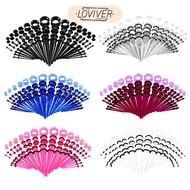 [LOVIVER] 50 Pieces Acrylic Tapers and Plugs 14G-00G Silicone Tunnels Ear Gauges Expander Assorted S