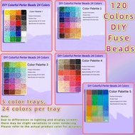 Pixel DIY Fuse Beads Craft Toy for Children, Ironable Puzzle, 120 Colors, 5 Color Trays, 24 Shades, 