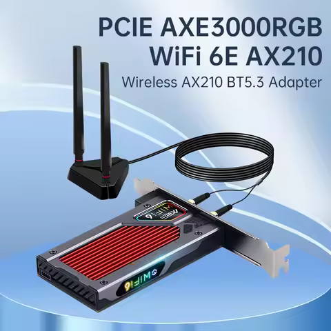 WiFi 6E AX210 BT5.3 PCIE WiFi Adapter AX210NGW Tri-Band 2.4G/5G/6GHz Wireless Network Card With Exte