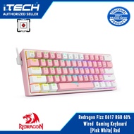 Redragon Fizz K617 RGB 60% Wired Gaming Keyboard [Pink White] Red