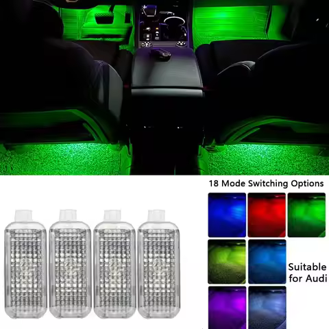 2Pcs RGB LED Car Interior Footwell Lights For Audi A5 A6 Q5 A8 Q7 A7 A4 Q5 Q7 Floor Decoration Atmos