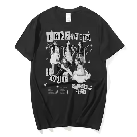 GIDLE T Shirt I Am FREE TY World Tour Merch T-shirt (G)I-DLE Fans NEVERLAND Clothes 100% Cotton Shor