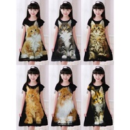 3d cat children's dress and house dress 5-8 years old