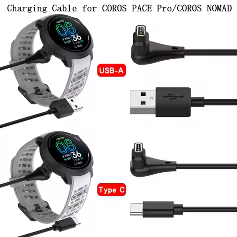Charging Cable For Coros PACE Pro COROS NOMAD 100cm 5V 1000mAh USB-A/Type-C Charging Cord Smartwatch