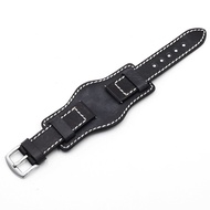 Onthelevel Leather Cuff Watch Band 22mm 24mm Watch Strap With Mat Wrist Protection Yellow Red Watchb