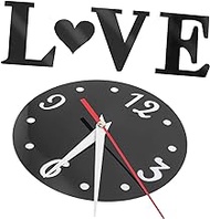 PRETYZOOM 1 Set Love Love Wall Clock Wall Sticker Decor Clock Sticker Self-adhesive Mirror Love Heart Digital Wall Clock Diy Wall Clock Romantic Heart Clock Acrylic 3d Round Do It Yourself