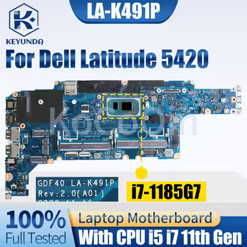 For Dell Latitude 5420 Notebook Mainboard Laptop LA-K491P 0M51J7 054CCV 01M3M4 014P1W I5 I7 11th Lap
