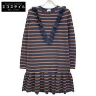 เดรสยาวแขนยาวผ้าถักสีน้ำเงินเข้ม Red Valentino รุ่น SR3KDA534GJ ไซส์ S