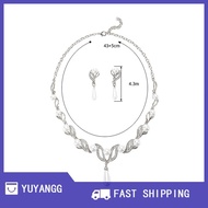 YUYANGg 3PC của phụ nữ thời trang đám cưới mùa giả ngọc trai Hoa Vòng cổ bông tai trang sức thiết lậ