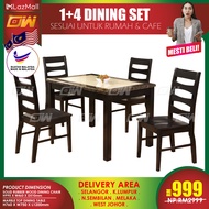 CT254NL6035 CC45W 1+4 Seater Grade A Marble Dining Set Kayu With High Quality Turkey Fabric Buatan M