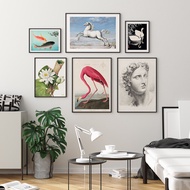Gallery Wall Art Eclectic Vintage Flamingo Canvas Painting Japan Horse Retro Poster For Living Room 