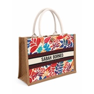 Borneo Style Woven Tote Bag - borneo floral