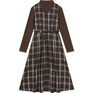 ELFSACK 2025เสื้อแขนกุดสีพื้นด้านใน Y2K ของมาใหม่ชุดจี้ห้อยคอเข็มขัดชุดเดรสสำหรับฤดูหนาว