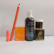 paket toner fleksol - cream sp hitam siang malam - dan pensil alis