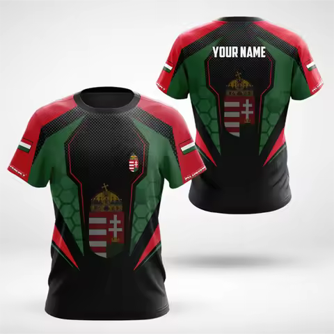 Hungary National Emblem Flag 3D Men's T Shirt Summer Cool Casual O-Neck Short Sleeves Breathable Spo