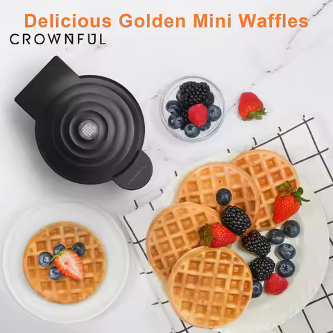 Crownful 350W Mini Waffle Maker Electric Breakfast Maker Multi Functional Sandwich Cake Maker Desser