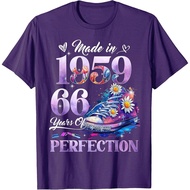 Women's Floral T-Shirt Celebrating The 66th Birthday Produced In 1959 Gift For Women Aged 66 Years